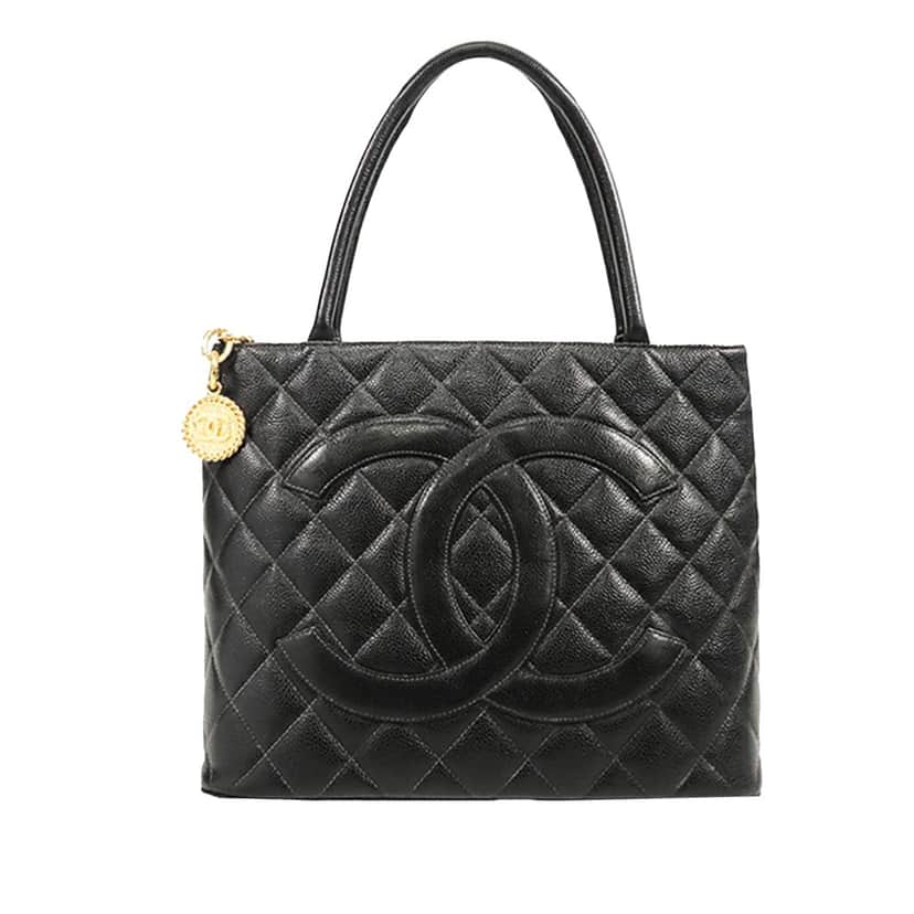 Chanel Caviar Medallion Tote Black Leather Good condition - Front View