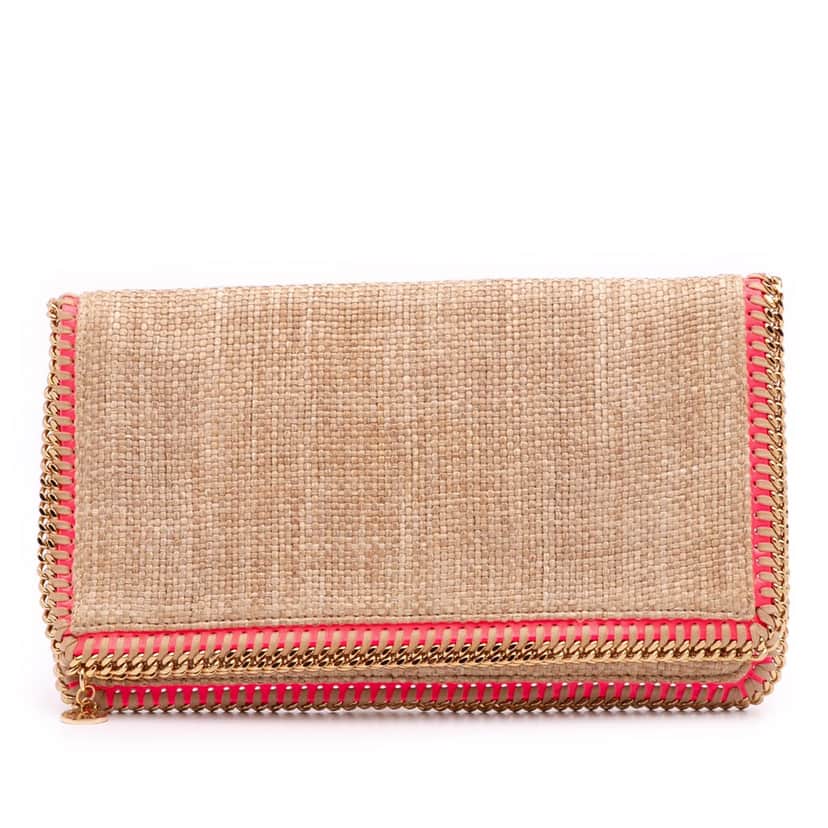 Stella Mccartney Raffia Falabella Fold Over Clutch Brown Good condition - Front View