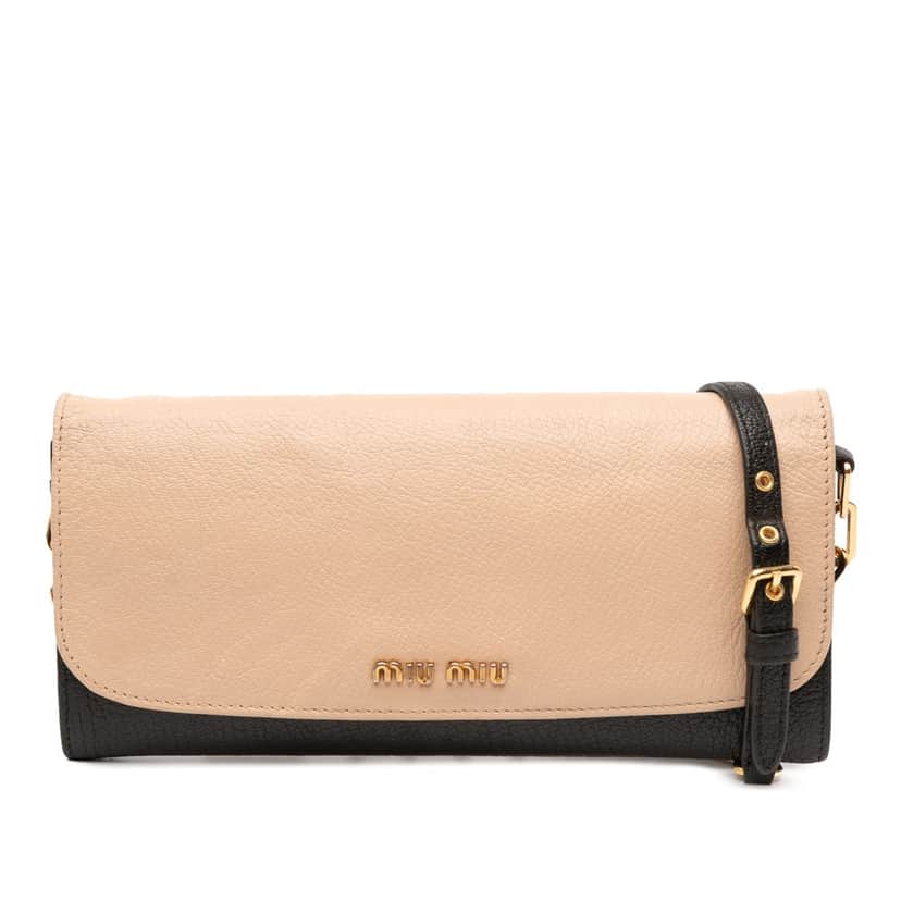 Miu Miu Bicolor Leather Wallet On Chain Brown Leather Good condition - Front View