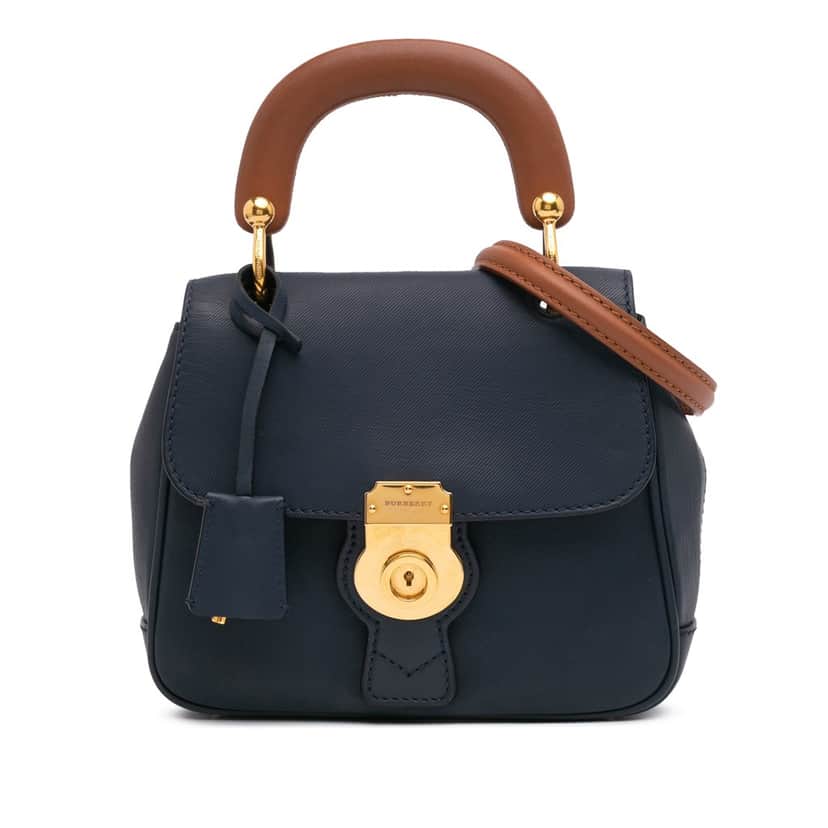 Burberry Small Trench Calfskin DK88 Top Handle Bag Blue Leather Good condition - Front View