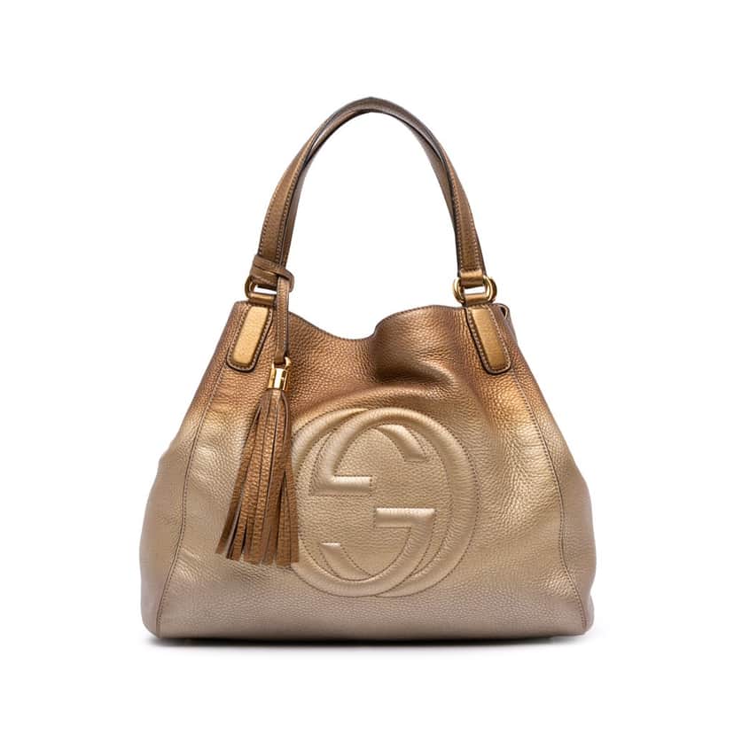 Gucci Medium Leather Ombre Soho Cellarius Tote Gold Leather Good condition - Front View