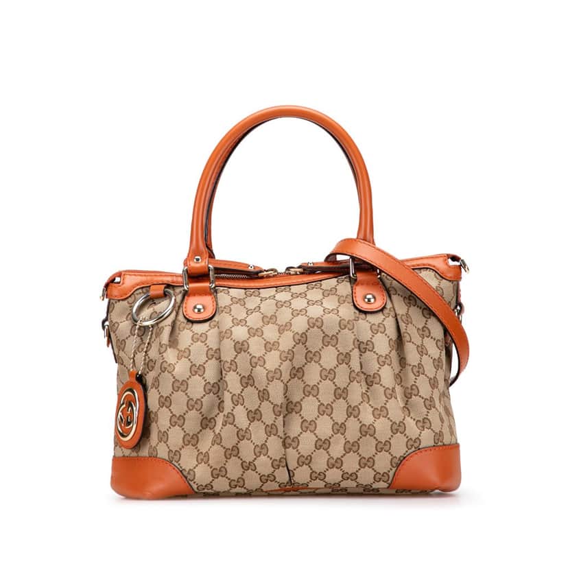 Gucci GG Canvas Sukey Satchel Brown Canvas Good condition - Front View
