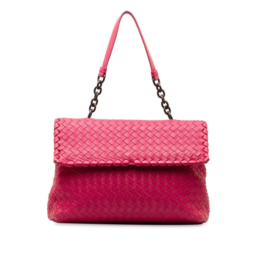 Bottega Veneta Large Intrecciato Olimpia Pink Leather Good condition - Front View