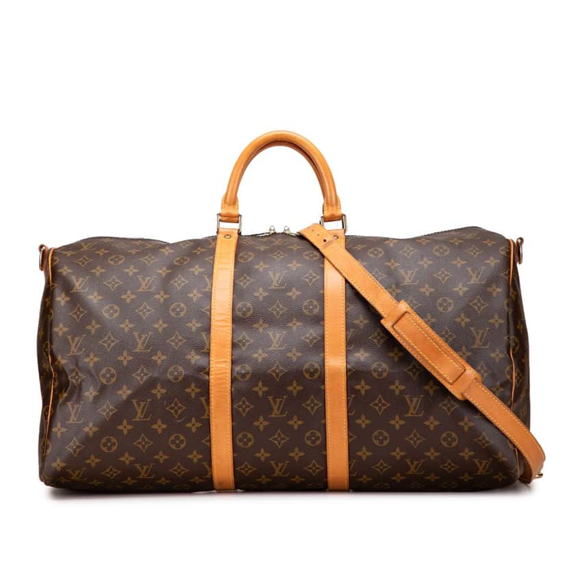 Louis Vuitton Monogram Keepall Bandouliere 55 Brown Canvas Fair condition - Front View
