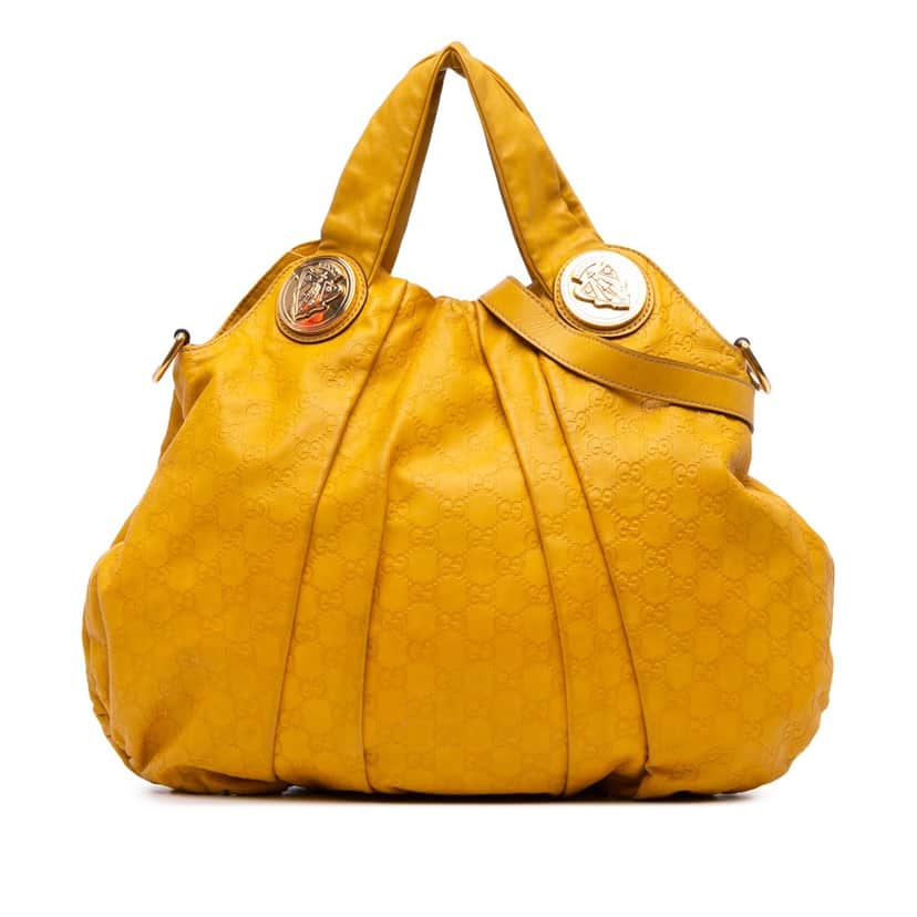 Gucci Large Guccissima Hysteria Satchel Yellow Leather Good condition - Front View