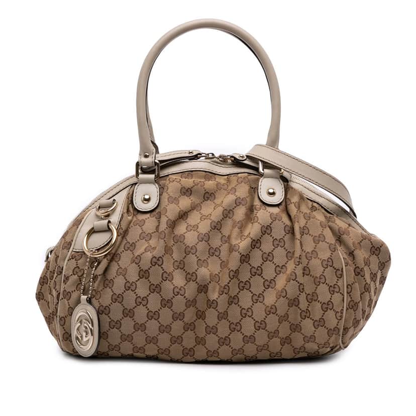 Gucci GG Canvas Sukey Satchel Brown Canvas Good condition - Front View