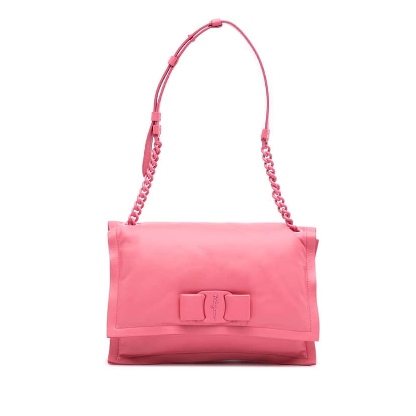 Salvatore Ferragamo Padded Leather Viva Bow Crossbody Pink Leather Good condition - Front View