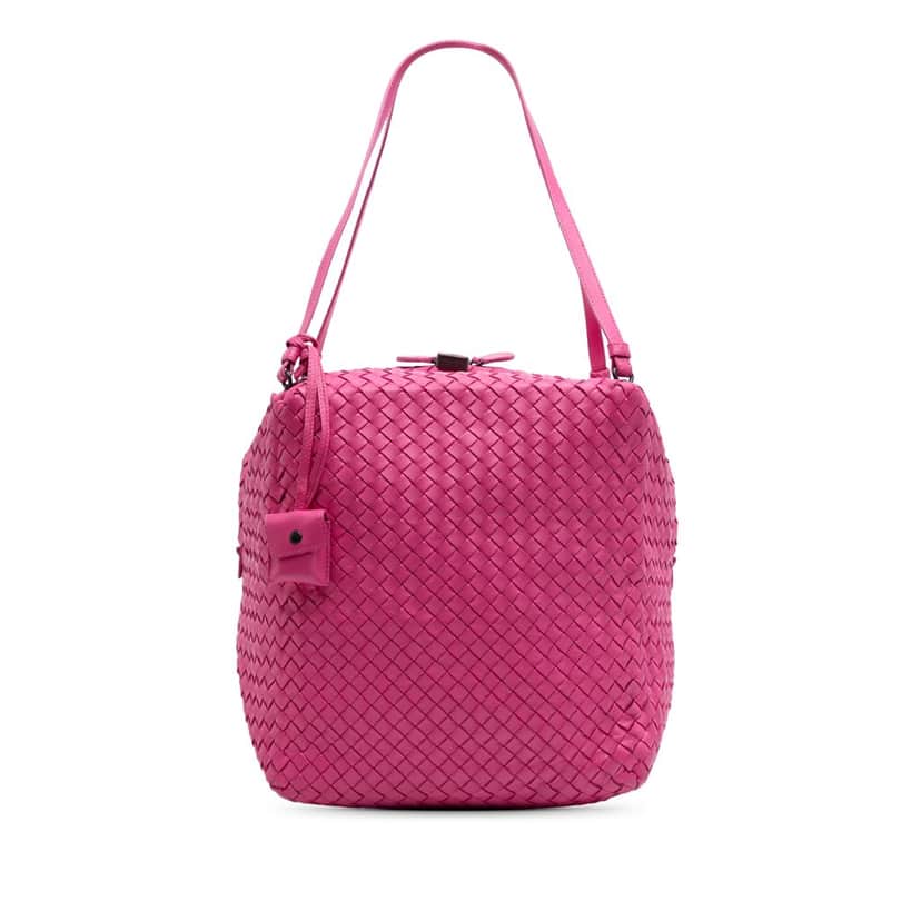 Bottega Veneta Nappa Intrecciato Cube Shoulder Bag Pink Leather Good condition - Front View