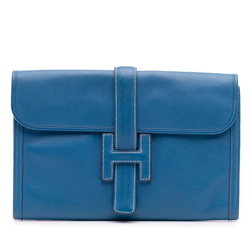 Hermès Swift Jige Elan 29 Blue Leather Good condition - Front View