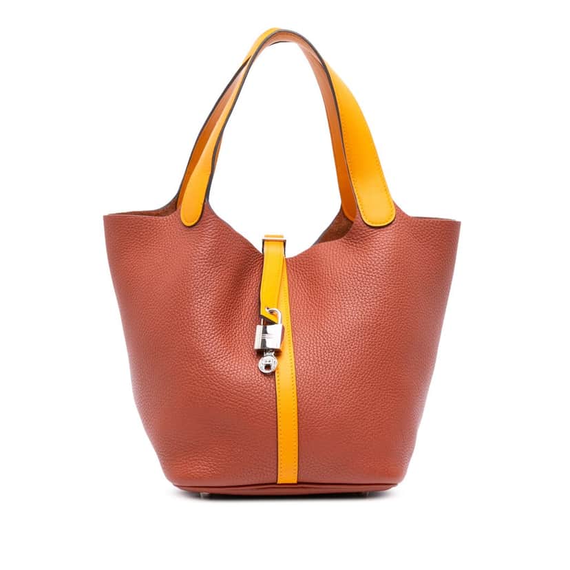 Hermès Bicolor Clemence Picotin Lock 22 Brown Leather Good condition - Front View