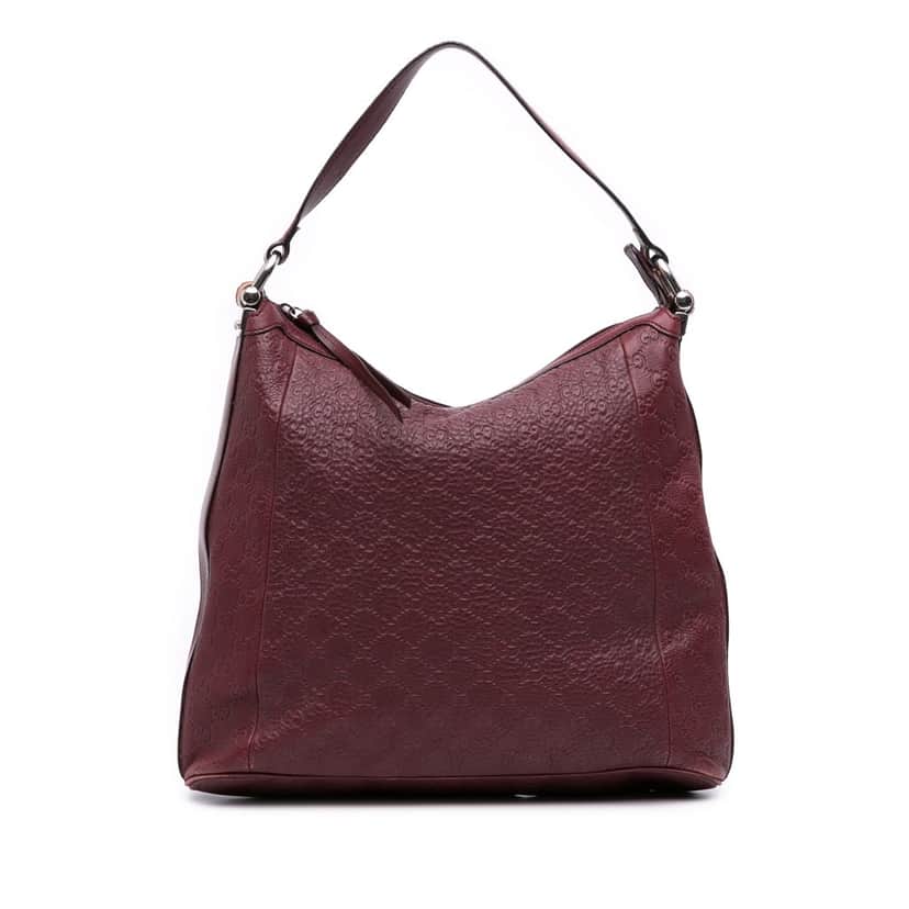 Gucci Guccissima Bamboo D Ring Hobo Red Leather Good condition - Front View