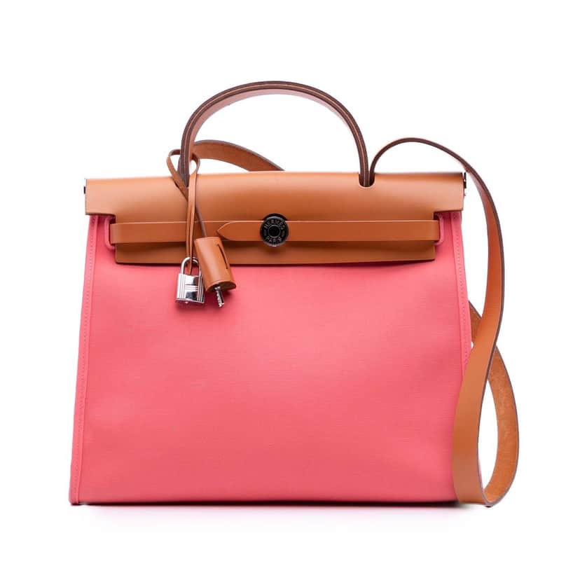 Hermès Toile Herbag Zip 31 Pink Canvas Good condition - Front View