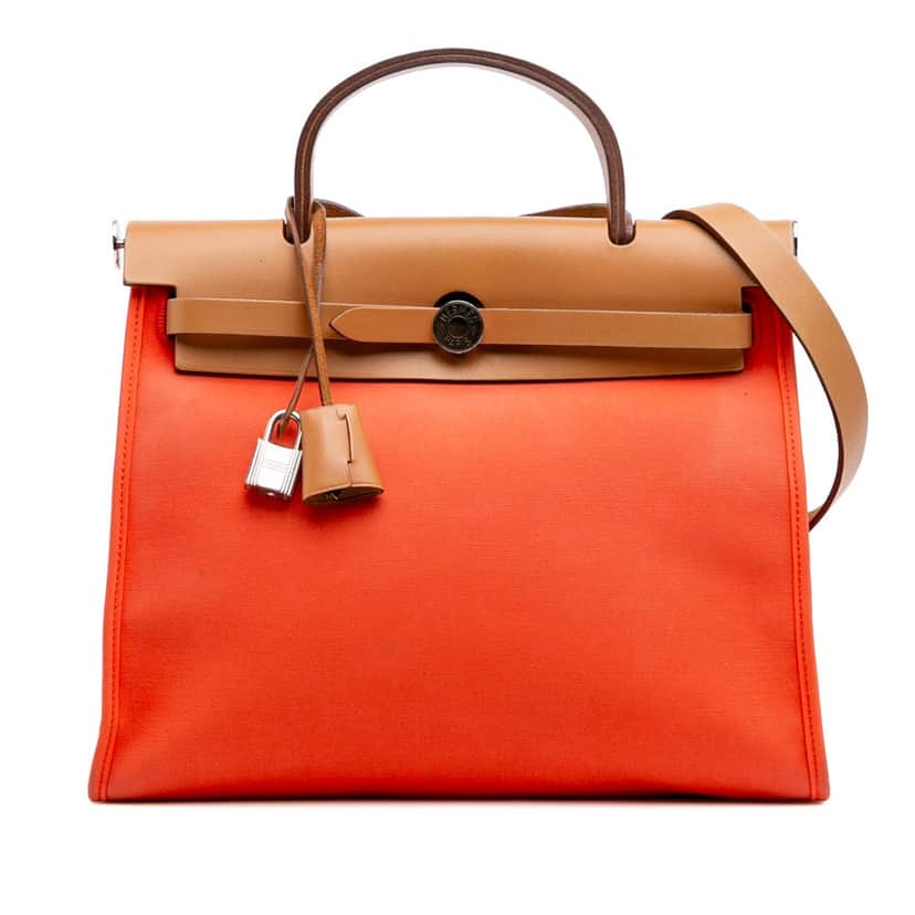 Hermès Toile Herbag Zip 31 Orange Canvas Good condition - Front View