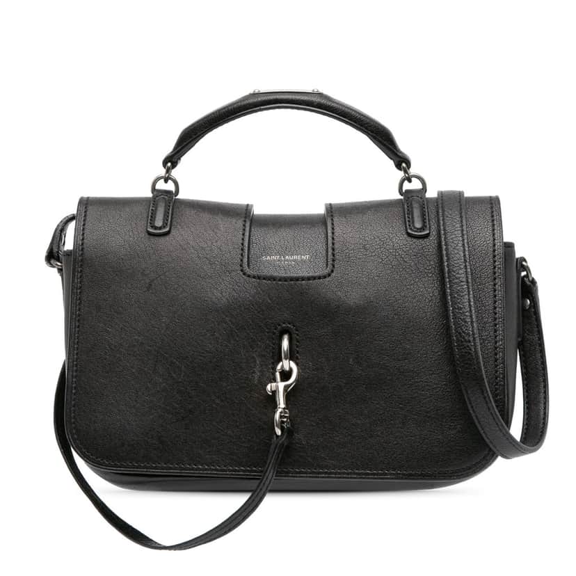 Saint Laurent Medium Lambskin Charlotte Messenger Bag Black Leather Good condition - Front View