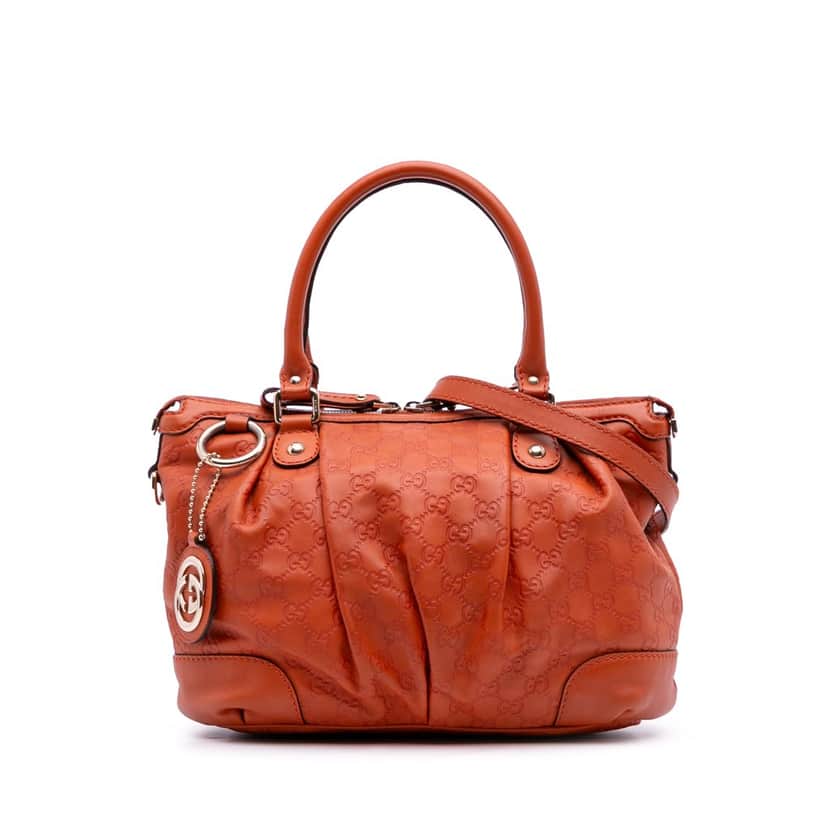 Gucci Guccissima Sukey Satchel Orange Leather Good condition - Front View