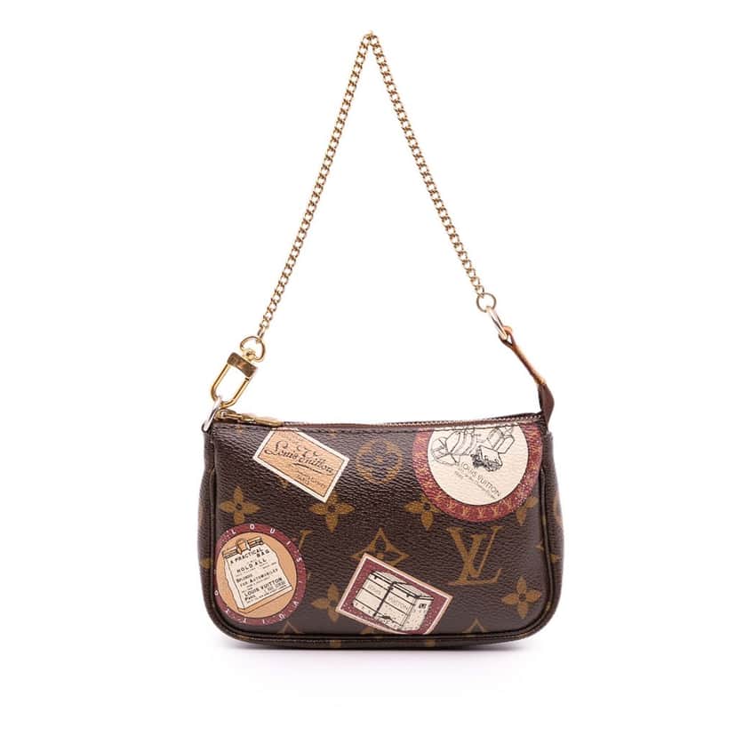 Louis Vuitton Monogram Trunks and Bags Patch Mini Pochette Accessoires Brown Canvas Good condition - Front View