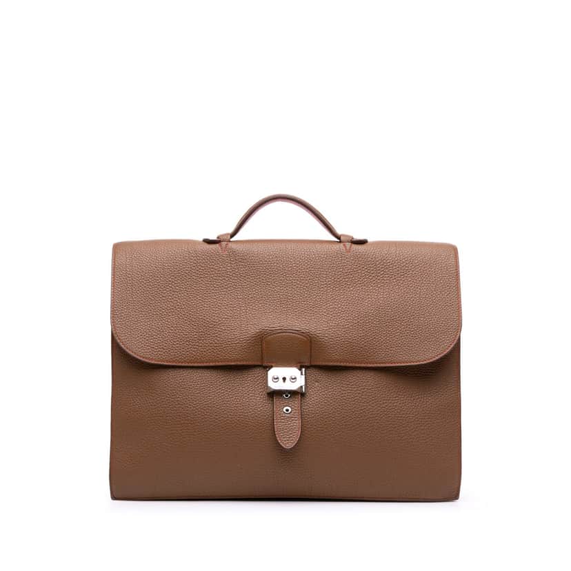 Hermès Togo Sac A Depeches 38 Brown Leather Good condition - Front View