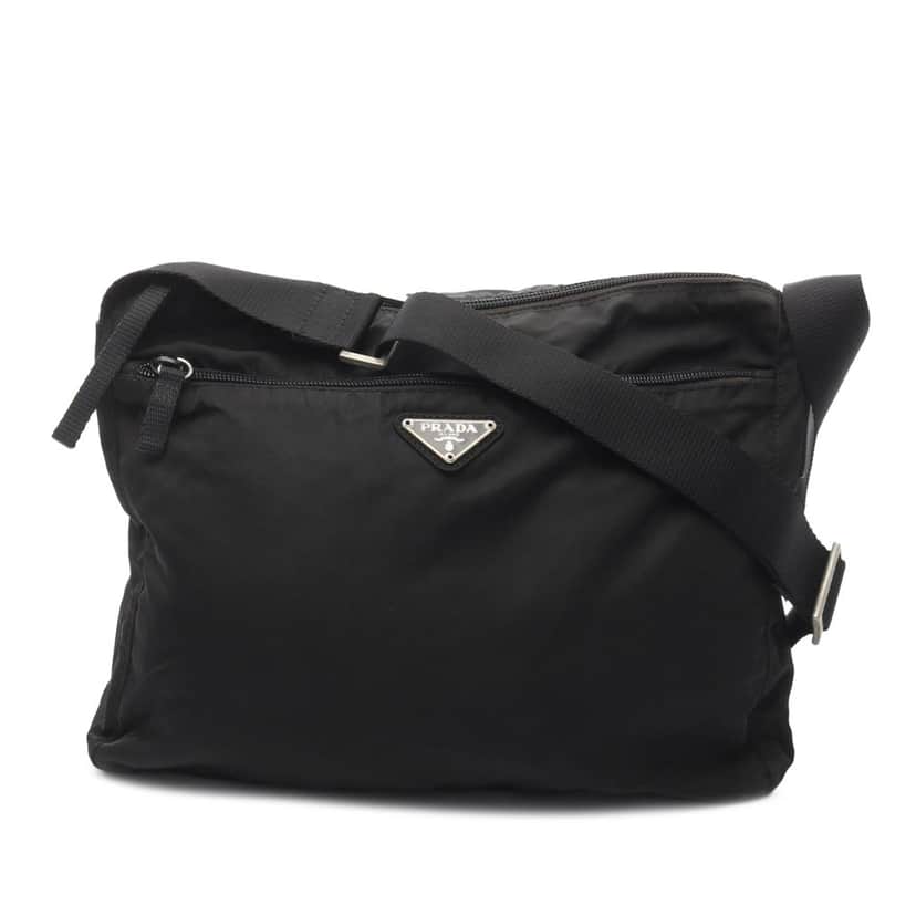 Prada Tessuto Zip Top Crossbody Black Good condition - Front View