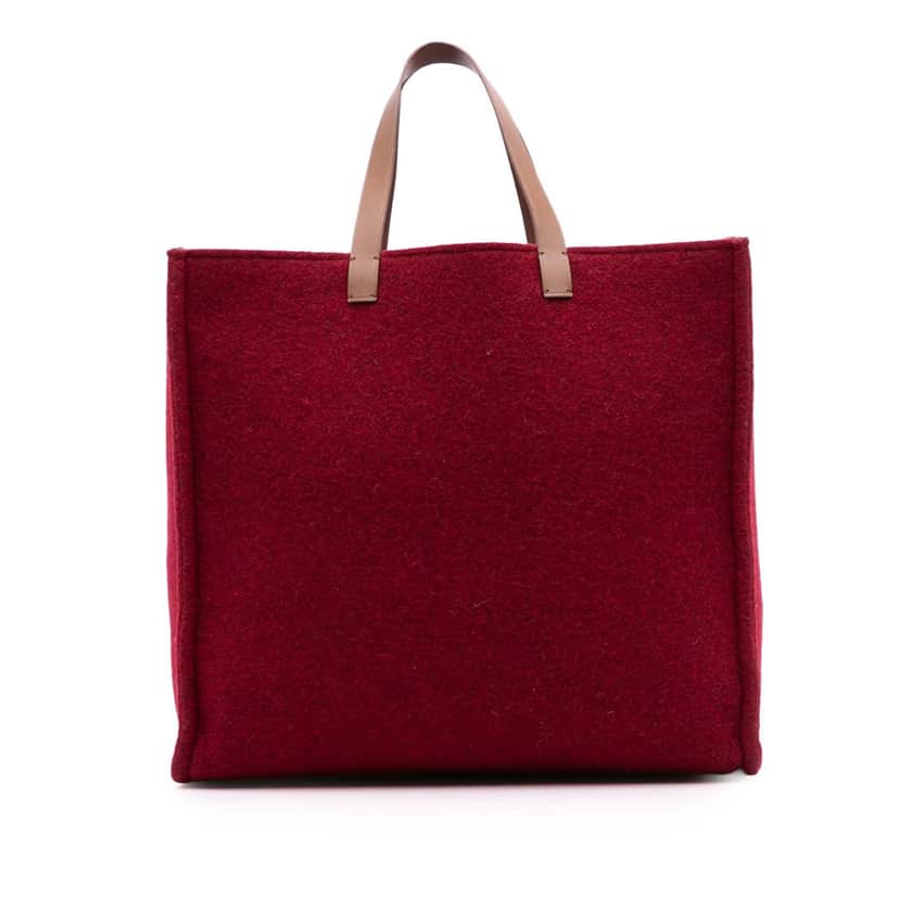 Fendi Felt Shopping Tote Red Wool Good condition - Front View