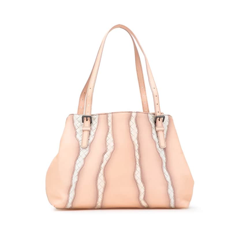 Bottega Veneta Medium Nappa Intrecciato Glimmer Tote Pink Leather Very good condition - Front View