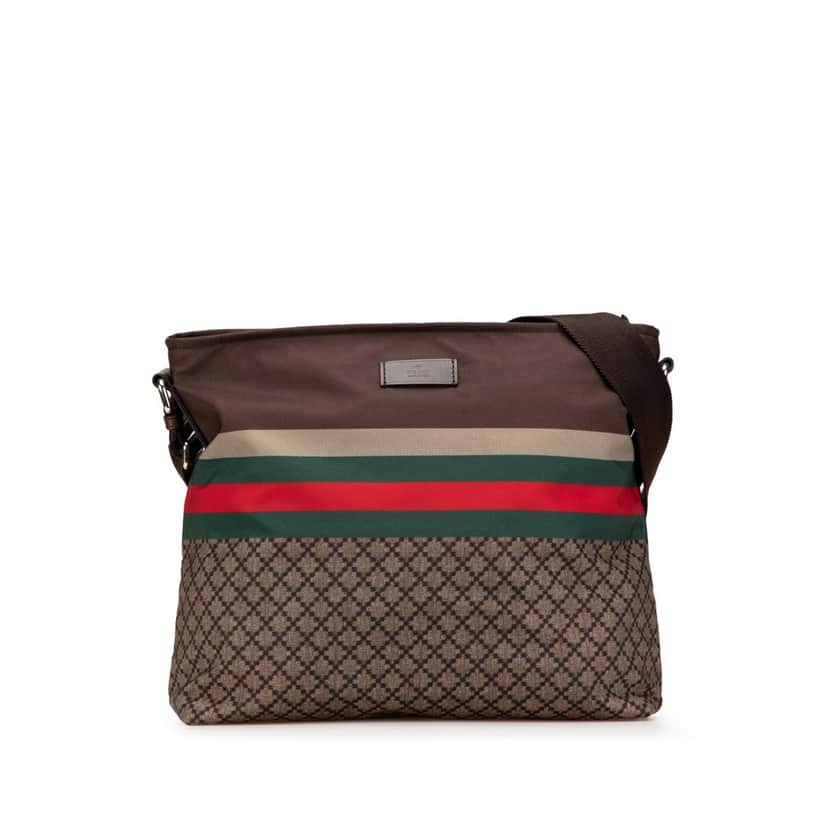 Gucci Diamante Nylon Web Crossbody Brown Good condition - Front View
