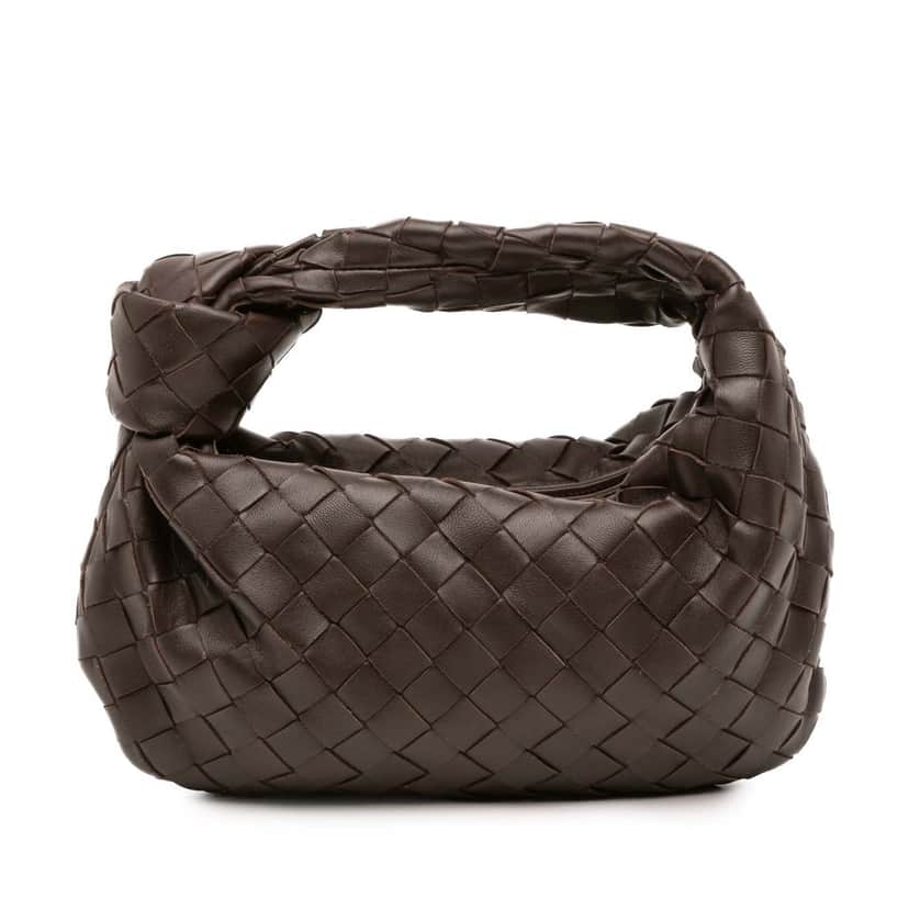 Bottega Veneta Mini Nappa Intrecciato Jodie Brown Leather Good condition - Front View