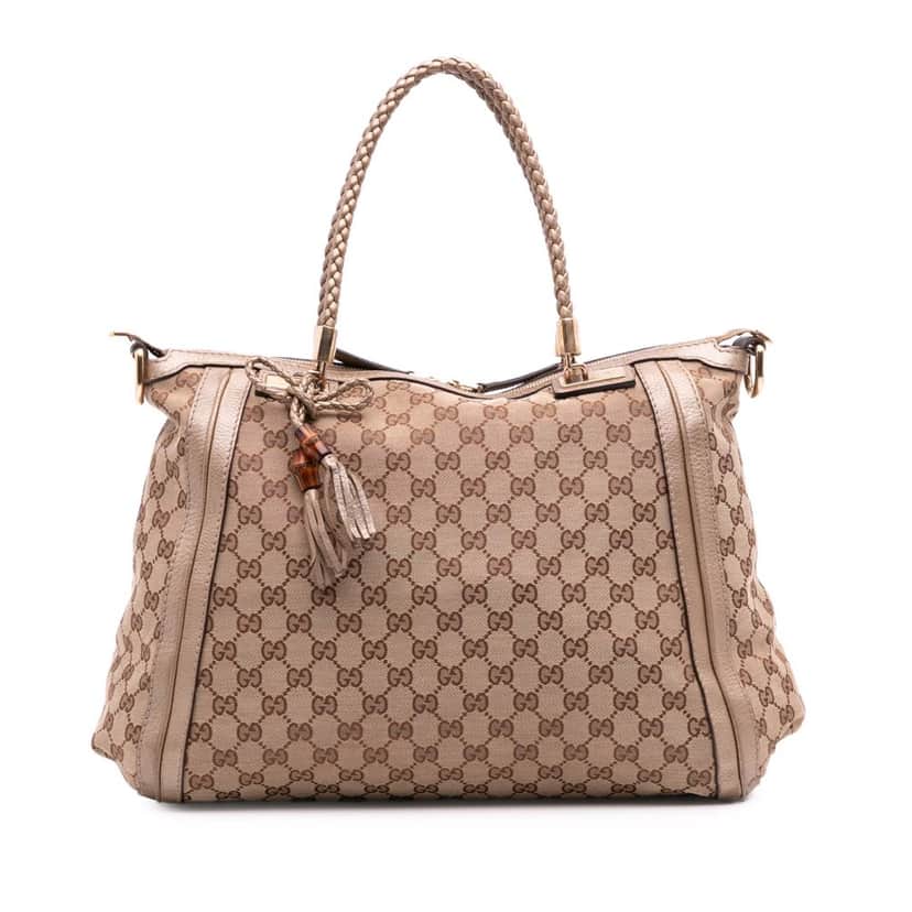 Gucci GG Canvas Bella Convertible Tote Brown Canvas Good condition - Front View