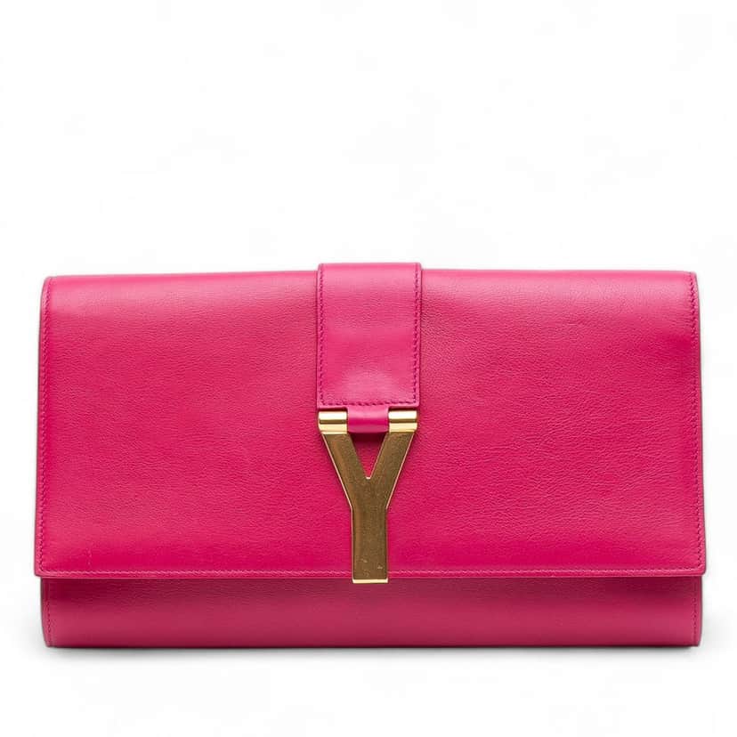Saint Laurent Leather Chyc Ligne Clutch Pink Leather Good condition - Front View