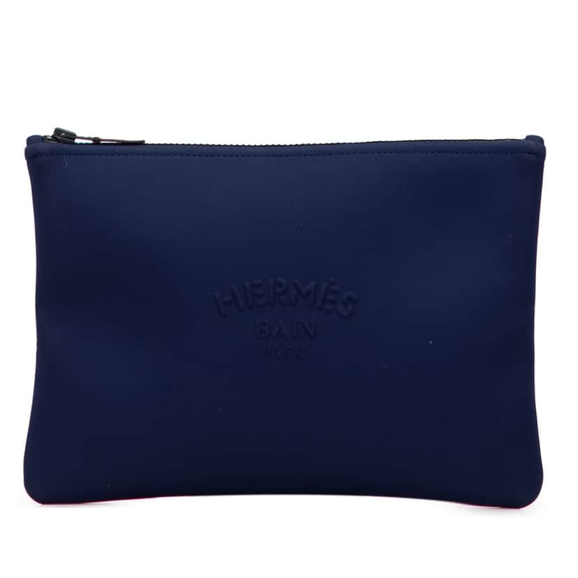Hermès Medium Neoprene Neobain Case Blue Polyester Good condition - Front View
