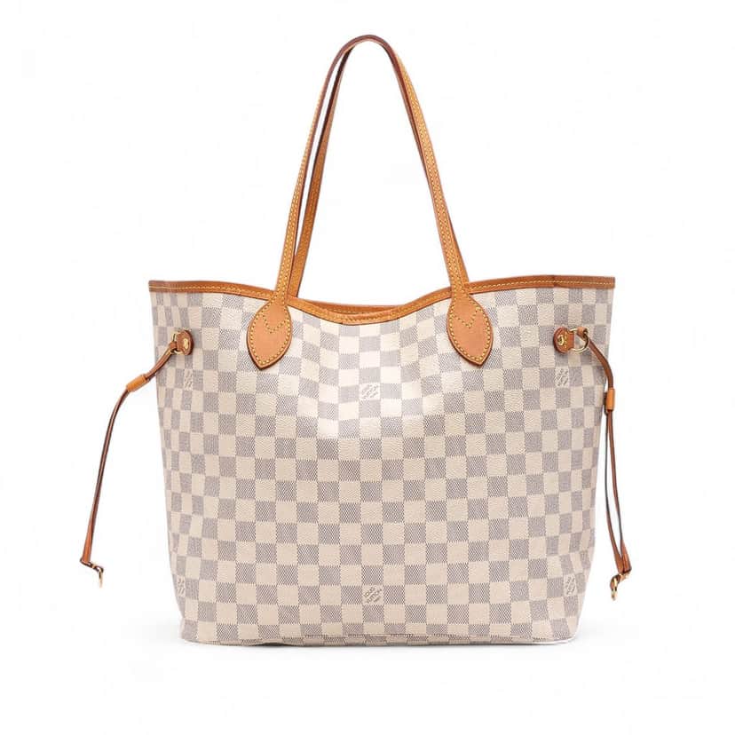 Louis Vuitton Damier Azur Neverfull MM White Canvas Good condition - Front View