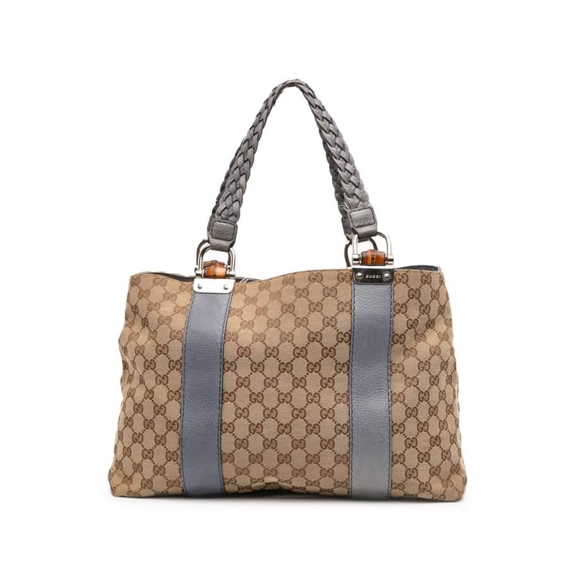 Gucci GG Canvas Bamboo Libeccio Tote Brown Canvas Good condition - Front View