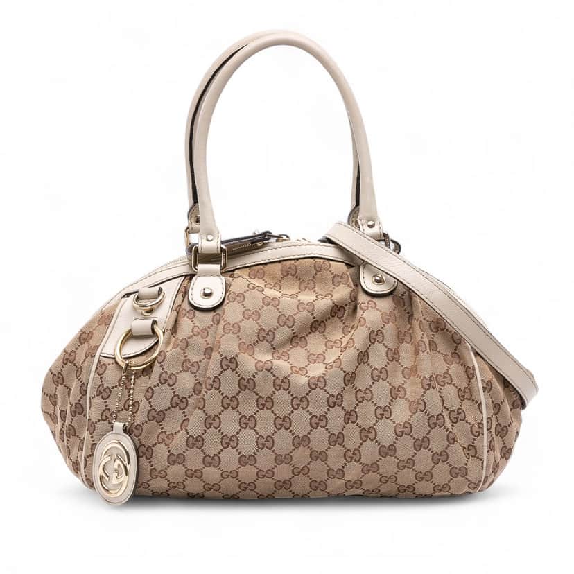 Gucci GG Canvas Sukey Satchel Brown Canvas Good condition - Front View