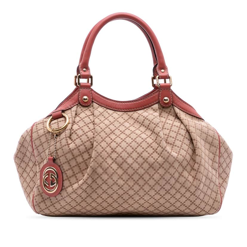 Gucci Medium Diamante Canvas Sukey Tote Brown Canvas Good condition - Front View