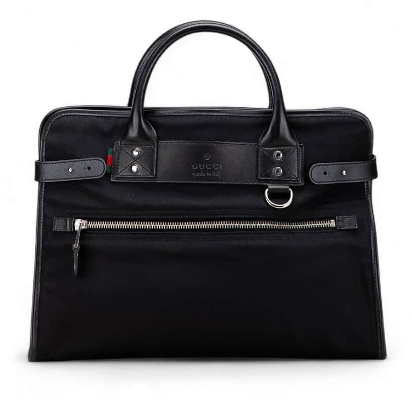 Gucci Nylon Web Business Bag Black Fair condition - Front View