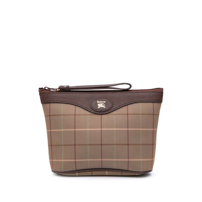 Burberry Vintage Check Canvas Clutch Brown Canvas Good condition - Front View