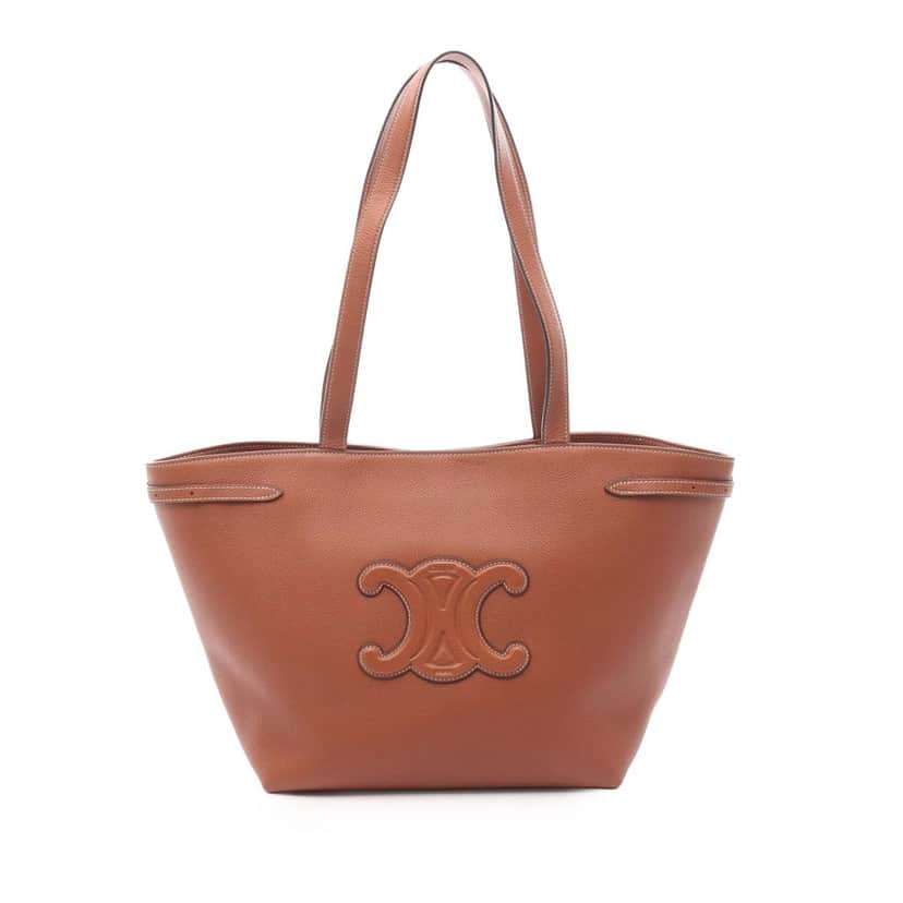 Celine Small Calfskin Cabas Cuir Triomphe Anais Tote Brown Leather Good condition - Front View