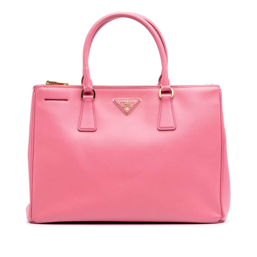 Prada Medium Saffiano Lux Galleria Double Zip Satchel Pink Leather Good condition - Front View