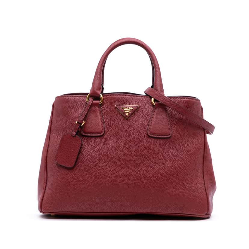 Prada Vitello Daino Open Convertible Tote Red Leather Good condition - Front View