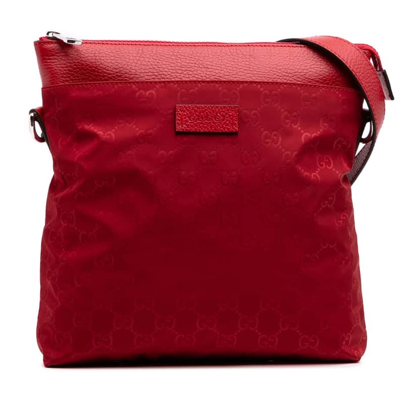 Gucci GG Nylon Flat Messenger Bag Red Good condition - Front View