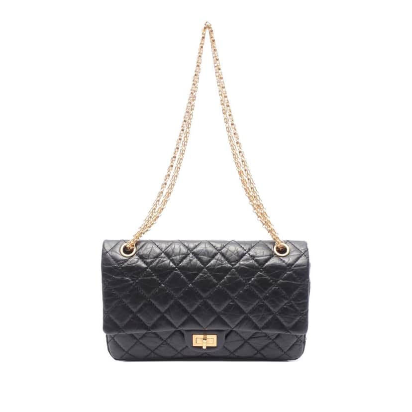 Chanel Reissue 2.55 Aged Calfskin Double Flap 226 Black Leather Good condition - Front View