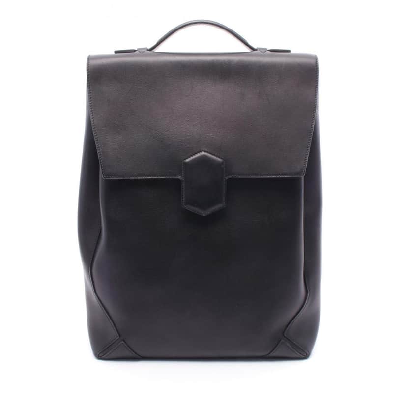 Hermès Evergrain Sac A Dos Flash Backpack Black Leather Good condition - Front View
