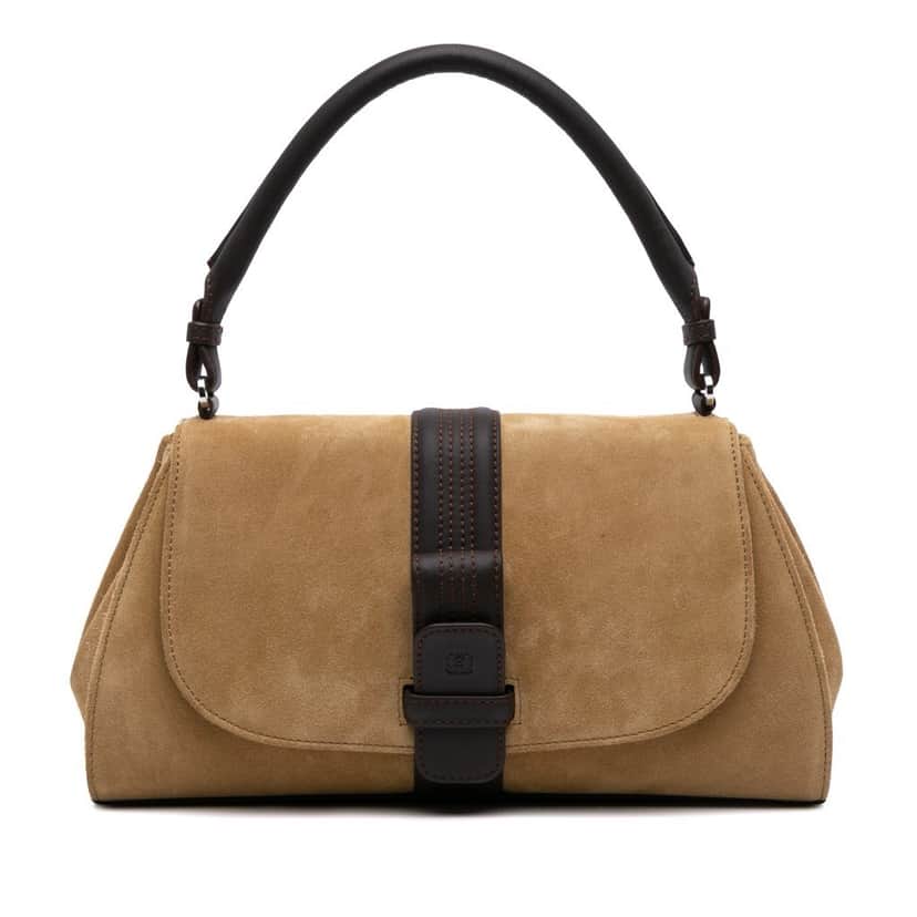 Loewe Anagram Suede Handbag Brown Leather Good condition - Front View