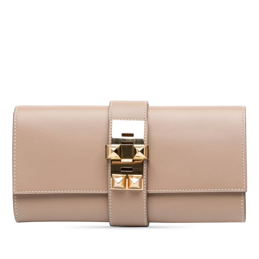 Hermès Tadelakt Medor Clutch 23 Brown Leather Good condition - Front View