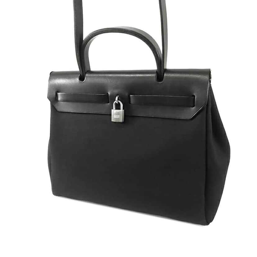 Hermès Toile Herbag 31 Black Canvas Good condition - Front View