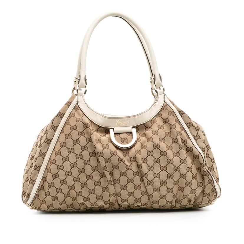 Gucci Large GG Canvas Abbey D Ring Shoulder Bag Brown Canvas Good condition - Front View