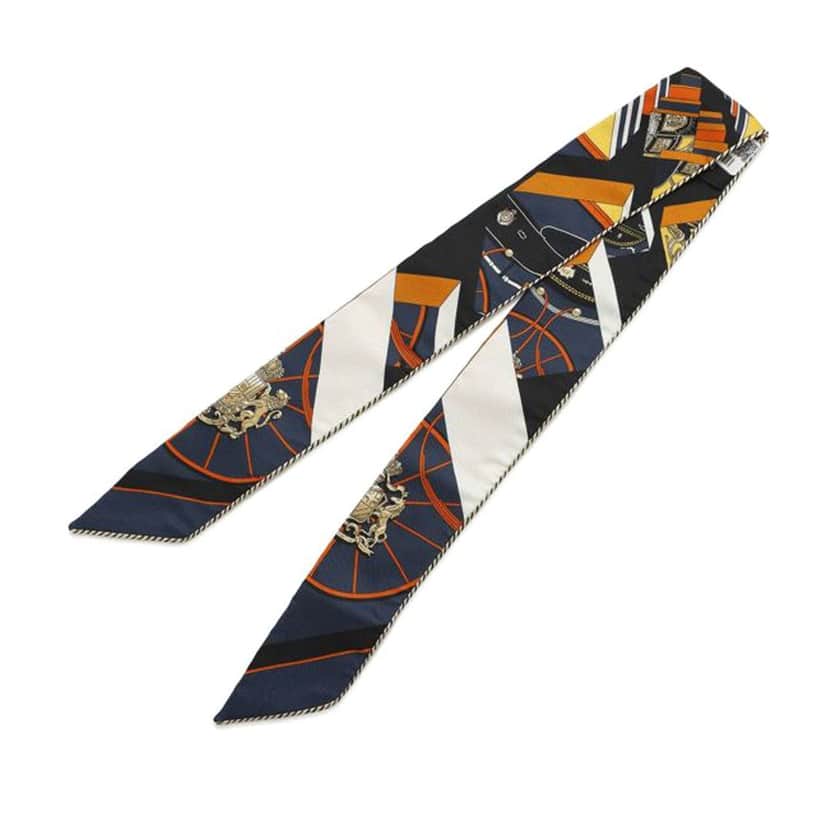 Hermès Springs Springs Baguette Silk Twilly Scarf Blue Silk Good condition - Front View