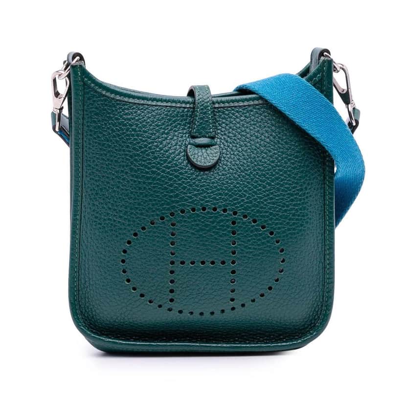 Hermès Clemence Evelyne TPM Green Leather Good condition - Front View