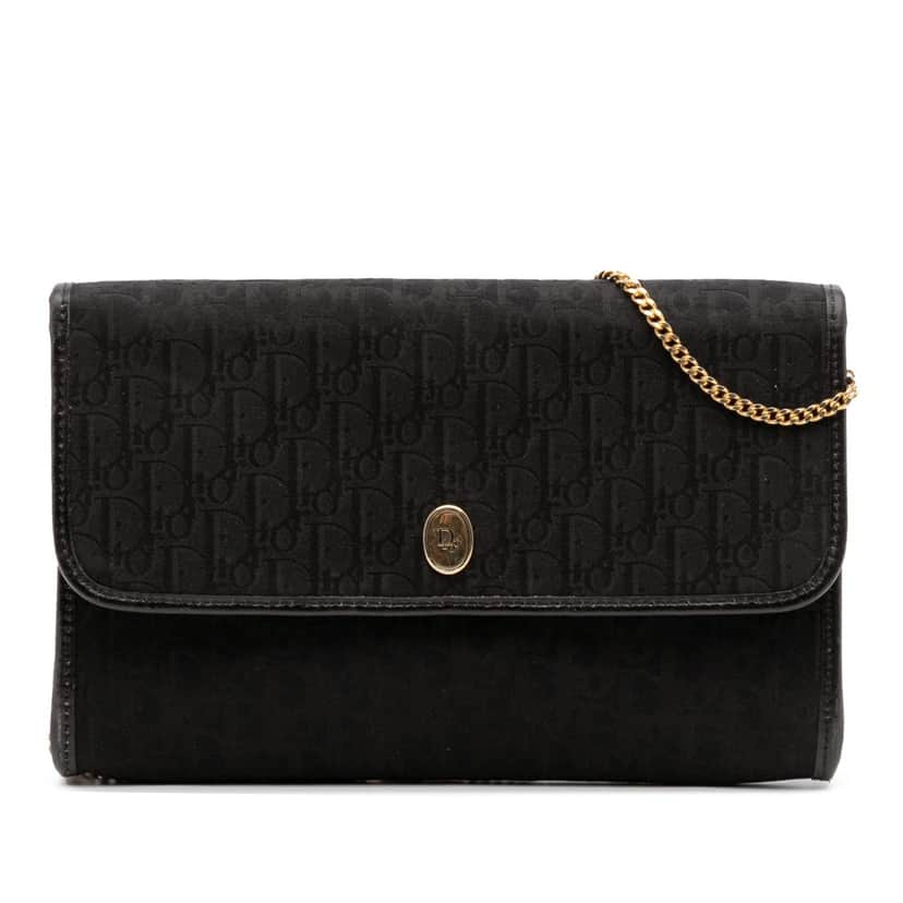 Dior Oblique Canvas Chain Crossbody Black Canvas Good condition - Front View