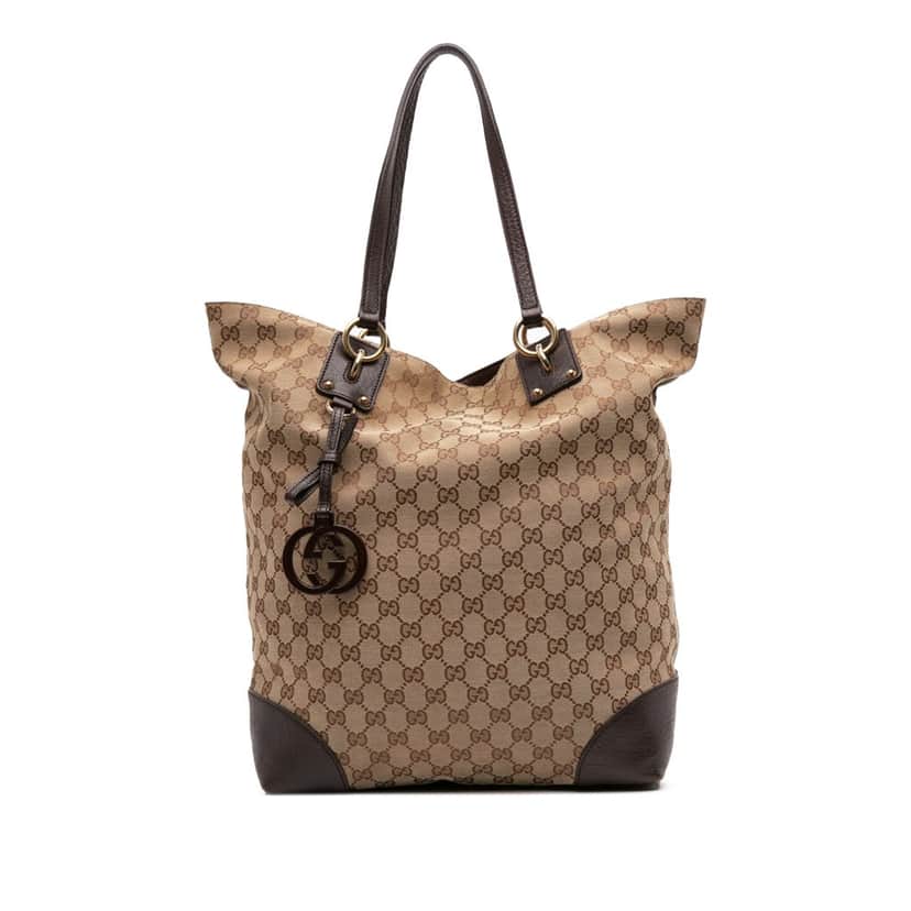Gucci Large GG Canvas GG Charm Tote Brown Canvas Good condition - Front View