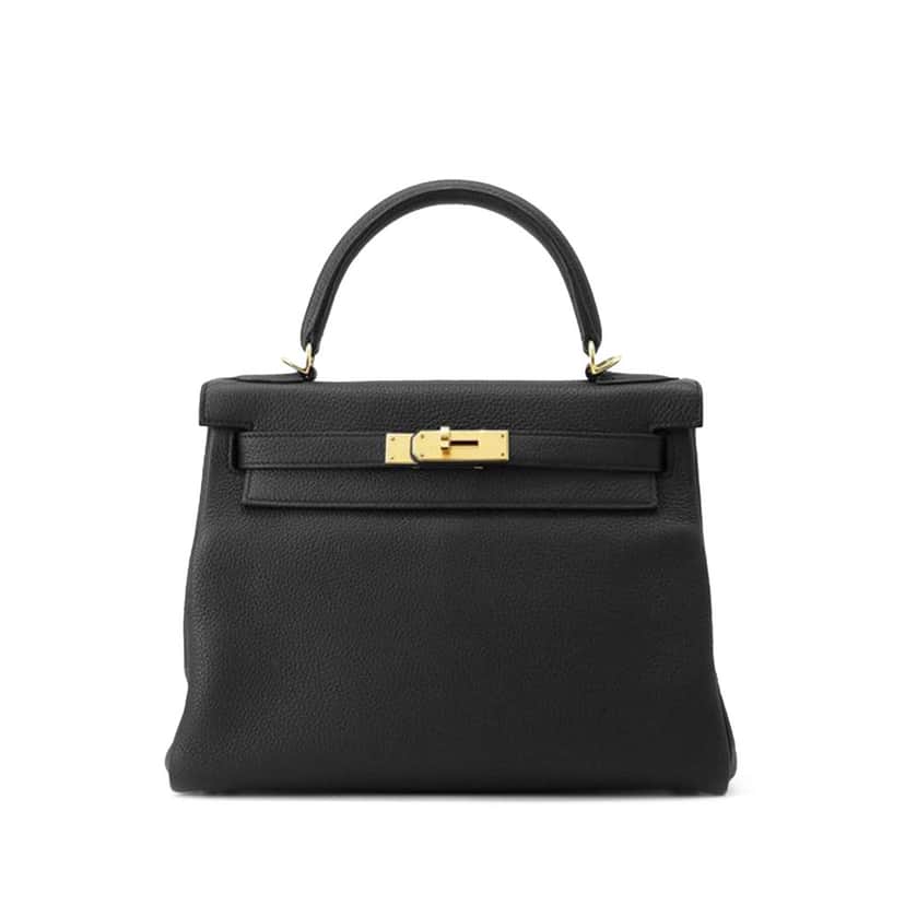 Hermès Togo Kelly II Retourne 28 Black Leather Good condition - Front View